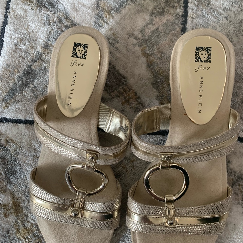 Anne Klein Metallic Gold Sandals